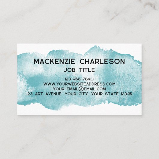 Eenvoudige Waterverf Paint Brushstroke Turquoise A Visitekaartje