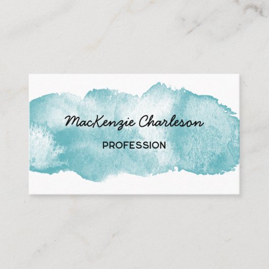 Eenvoudige Waterverf Paint Brushstroke Turquoise A Visitekaartje (Voorkant)