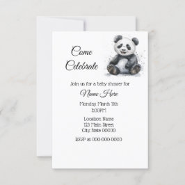 Eenvoudige Waterverf Panda Baby shower Kaart