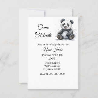 Eenvoudige Waterverf Panda Baby shower Kaart