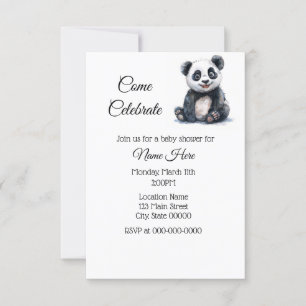 Eenvoudige Waterverf Panda Baby shower Kaart