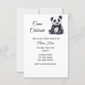 Eenvoudige Waterverf Panda Baby shower Kaart