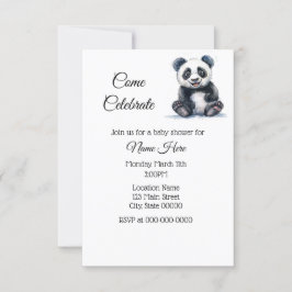 Eenvoudige Waterverf Panda Baby shower Kaart