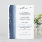 Eenvoudige Waterverf penseelpenseelmarter Blue Wed Menu (Staand voorkant)