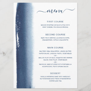 Eenvoudige Waterverf penseelpenseelmarter Blue Wed Menu