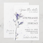 Eenvoudige Waterverf Periwinkle Flower Invitation Kaart (Voorkant / Achterkant)