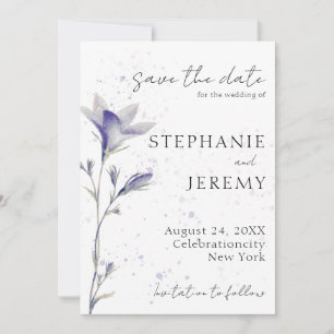 Eenvoudige Waterverf Periwinkle Flower Invitation Kaart