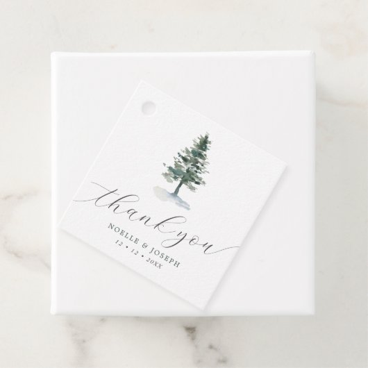 Eenvoudige Waterverf pijnboom dank u bruiloft Bedankjes Labels (In situ)