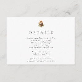 Eenvoudige Waterverf Pine Cone Winter Wedding Informatiekaartje