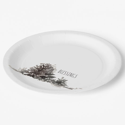 Eenvoudige Waterverf Pine Cones Blessings Papieren Bordje (Gekanteld)