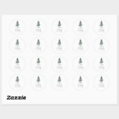 Eenvoudige Waterverf Pine Tree Wedding Ronde Sticker (Vel)