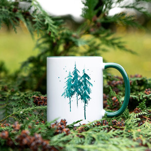 Eenvoudige Waterverf Pine Trees blijven Evergreen Mok