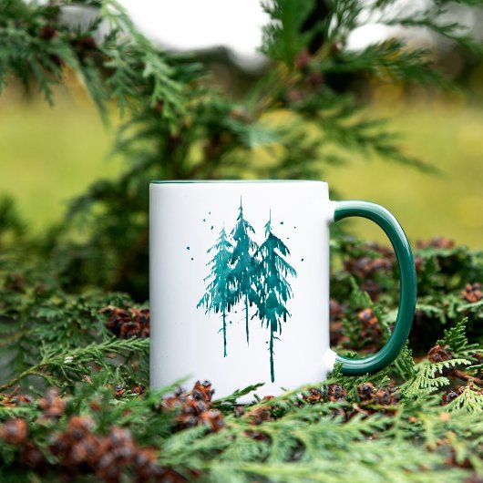 Eenvoudige Waterverf Pine Trees blijven Evergreen Mok