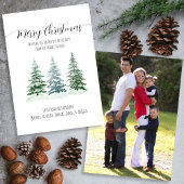 Eenvoudige Waterverf Pine Trees Foto op Terug Feestdagenkaart