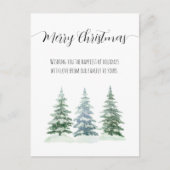 Eenvoudige Waterverf Pine Trees Merry Kerstmis Feestdagenkaart (Voorkant)