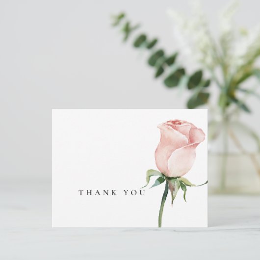 Eenvoudige Waterverf Pink Roses begrafenis Dank u Briefkaart (Staand voorkant)