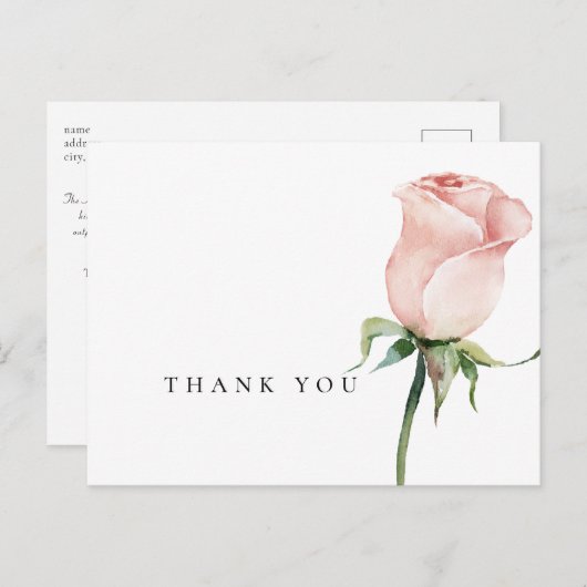 Eenvoudige Waterverf Pink Roses begrafenis Dank u Briefkaart (Voorkant / Achterkant)