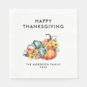 Eenvoudige waterverf pompoen blij Thanksgiving Servet (Voorkant)