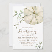 Eenvoudige Waterverf pompoen Friendsgiving Diner Kaart (Voorkant)