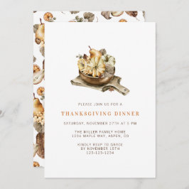 Eenvoudige Waterverf Pompoenen Thanksgiving Dinner Kaart