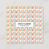 Eenvoudige Waterverf Rainbows Patroonkoel Vierkante Visitekaartje (Voorkant)