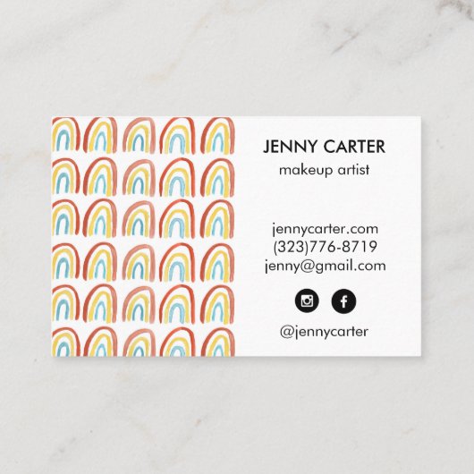 Eenvoudige Waterverf Rainbows Patroonkoel Visitekaartje (Achterkant)