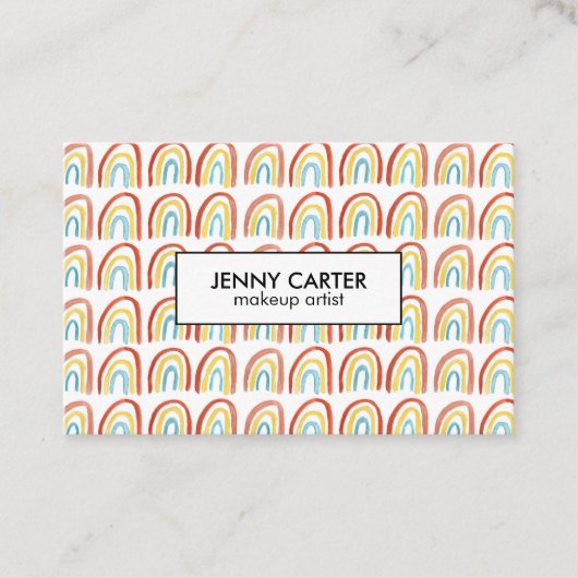 Eenvoudige Waterverf Rainbows Patroonkoel Visitekaartje (Voorkant)