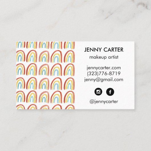 Eenvoudige Waterverf Rainbows Patroonkoel Visitekaartje (Achterkant)
