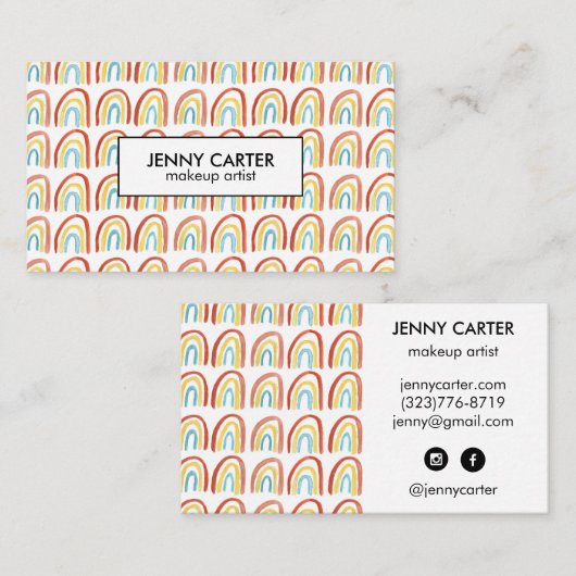 Eenvoudige Waterverf Rainbows Patroonkoel Visitekaartje (Voorkant / Achterkant)