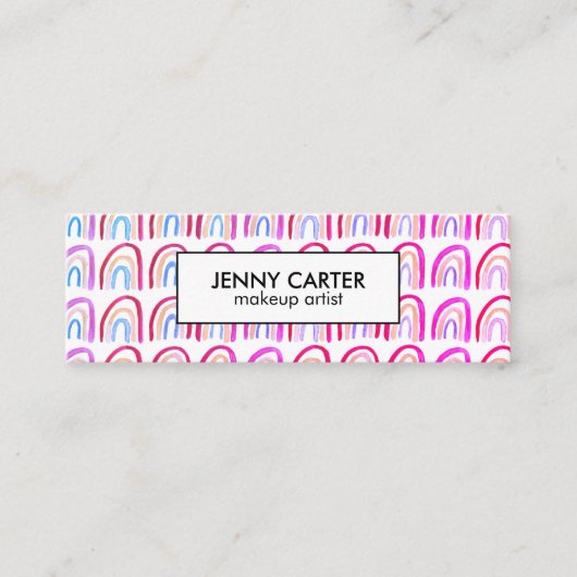 Eenvoudige Waterverf Rainbows Pattern Cool Paars Mini Visitekaartje (Voorkant)