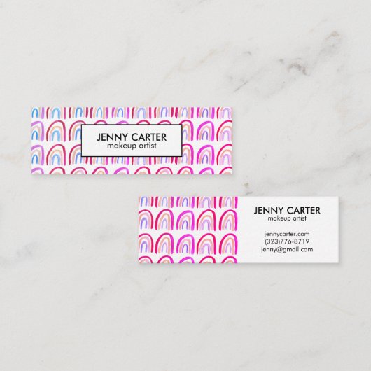 Eenvoudige Waterverf Rainbows Pattern Cool Paars Mini Visitekaartje (Voorkant / Achterkant)