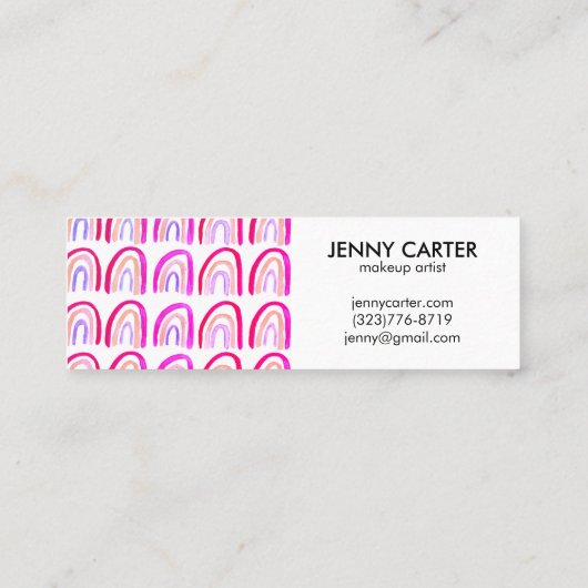Eenvoudige Waterverf Rainbows Pattern Cool Paars Mini Visitekaartje (Achterkant)