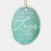 Eenvoudige waterverf religieuze liefdesscriptie keramisch ornament (Rechts)