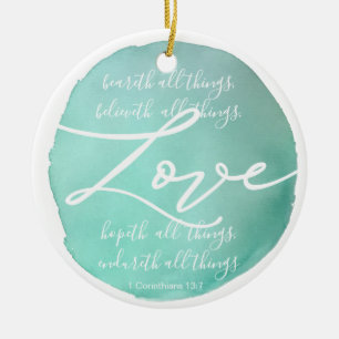 Eenvoudige waterverf religieuze liefdesscriptie keramisch ornament