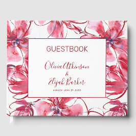 Eenvoudige Waterverf rode bloemen Gastenboek