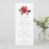 EENVOUDIGE WATERVERF RODE GROENE ROOS FLORAL WEDIN MENU (Staand voorkant)