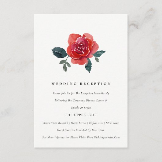 EENVOUDIGE WATERVERF RODE GROENE ROOS VLOEISTONING INFORMATIEKAARTJE (Voorkant)