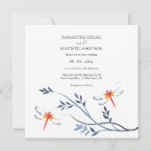 Eenvoudige Waterverf Rode libel bruiloft uitnodige Kaart (Voorkant)
