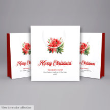 Eenvoudige Waterverf Rode Poinsettia Kerstcadeauta