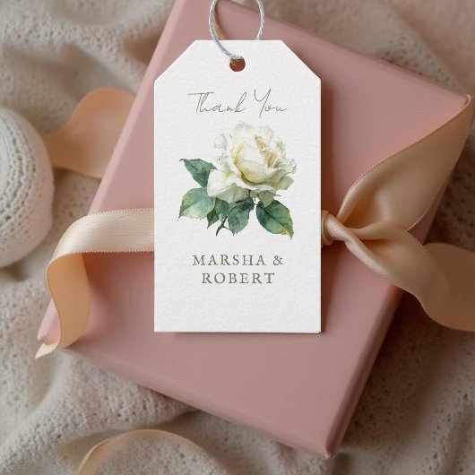 Eenvoudige Waterverf Roos Elegante Botanische Groe Cadeaulabel