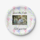 Eenvoudige waterverf Roze blauwe bloem behalve de Papieren Bordje (Voorkant)