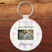 Eenvoudige waterverf Roze blauwe bloem behalve de  Sleutelhanger (Voorkant)