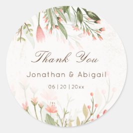 Eenvoudige Waterverf roze bloem Ronde Sticker