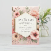 Eenvoudige Waterverf Roze Bloemen Huwelijk Save The Date (Staand voorkant)