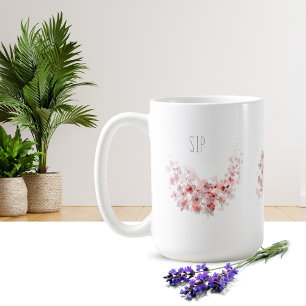 Eenvoudige Waterverf Roze Bloemen Koffie Mok