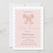 Eenvoudige Waterverf Roze Bow Baby shower Kaart (Voorkant)