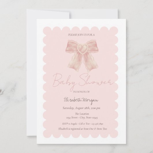 Eenvoudige Waterverf Roze Bow Baby shower Kaart (Voorkant)
