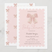 Eenvoudige Waterverf Roze Bow Baby shower Kaart (Voorkant / Achterkant)
