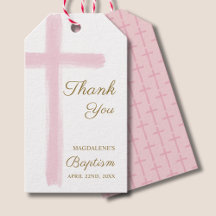 Eenvoudige Waterverf Roze Kruis Bedankt Doop