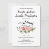 Eenvoudige Waterverf Roze Roos Bouquet Wedding Aankondiging (Voorkant)